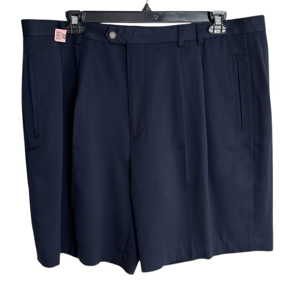 Cutter & Buck Shorts Size 42 Navy Blue Pleated Dress 9" Rayon Blend Golf Preppy - Picture 1 of 13